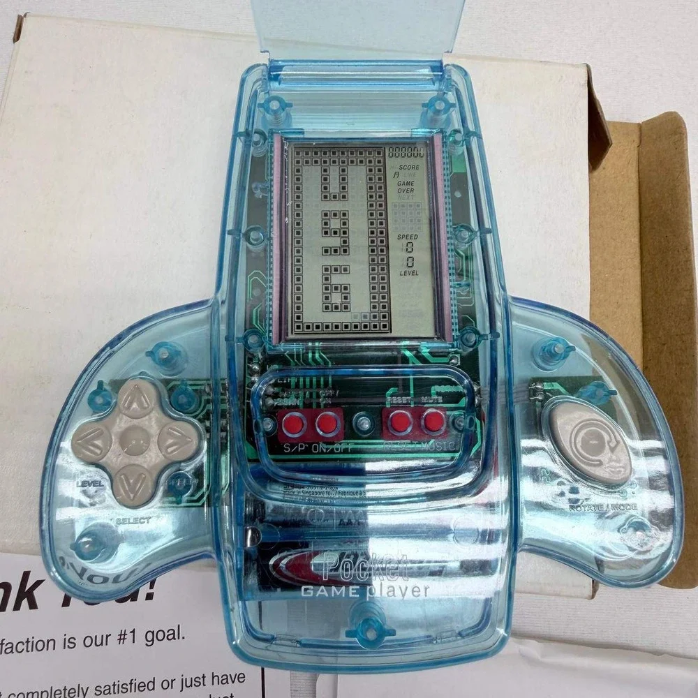 Aspen Direct Pocket Game Player Handheld 11-in-1 LCD Game Blue Translucent Retro